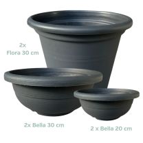 Set of 6 flower pots anthracite 